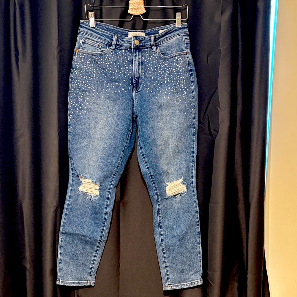Judy Blue Distressed Women's Jeans with Embellishments